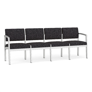 Lesro Industries Steel Waiting Reception 4 Seat Sofa Steel Frame in Black
