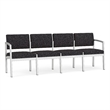 Lesro Industries Steel Waiting Reception 4 Seat Sofa Steel Frame in Black