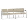 Lesro Industries Steel Waiting Reception 4 Seat Sofa Steel Frame in Brown