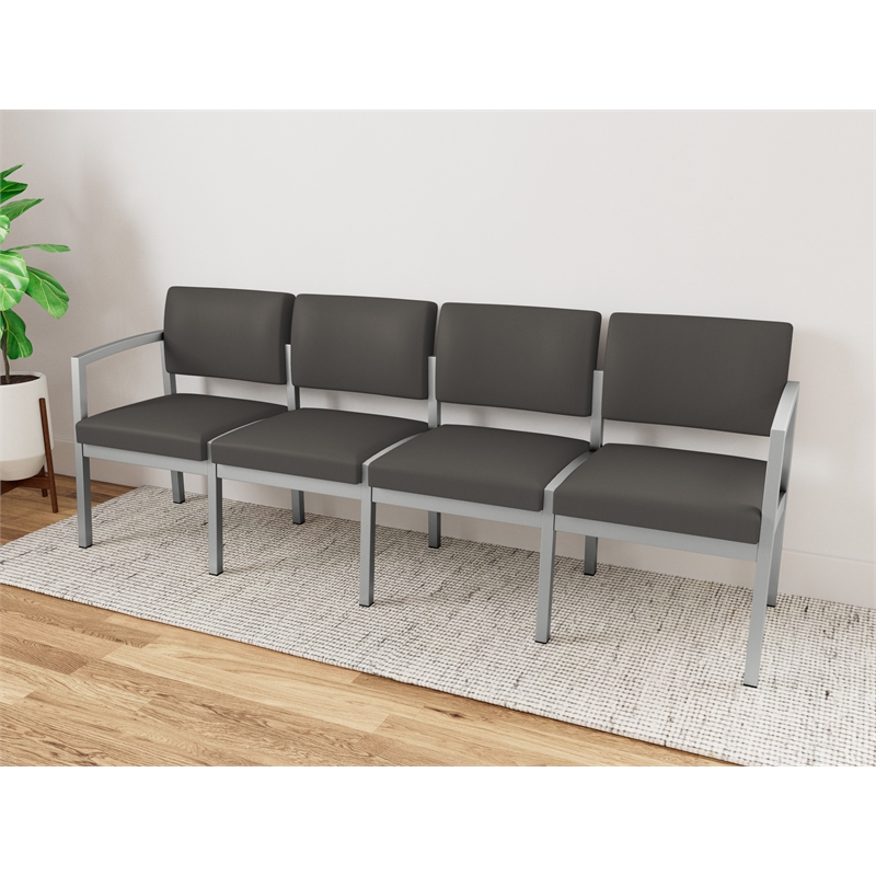 Lesro Industries Steel Waiting Reception 4 Seat Sofa Steel Frame in Gray