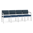 Lesro Industries Steel Waiting Reception 4 Seat Sofa Steel Frame in Blue