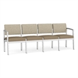Lesro Industries Steel Waiting Reception 4 Seat Sofa Steel Frame in Brown