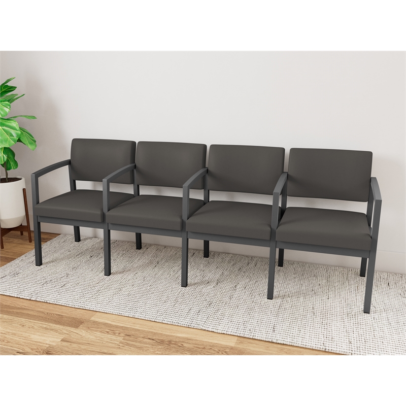 Lesro Industries Steel Waiting Reception 4 Seat Tandem Seating in Gray