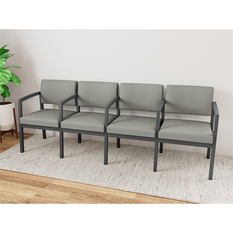 Lesro Industries Steel Waiting Reception 4 Seat Tandem Seating in Gray