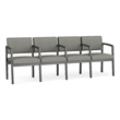Lesro Industries Steel Waiting Reception 4 Seat Tandem Seating in Gray