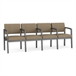Lesro Industries Steel Waiting Reception 4 Seat Tandem Seating in Brown