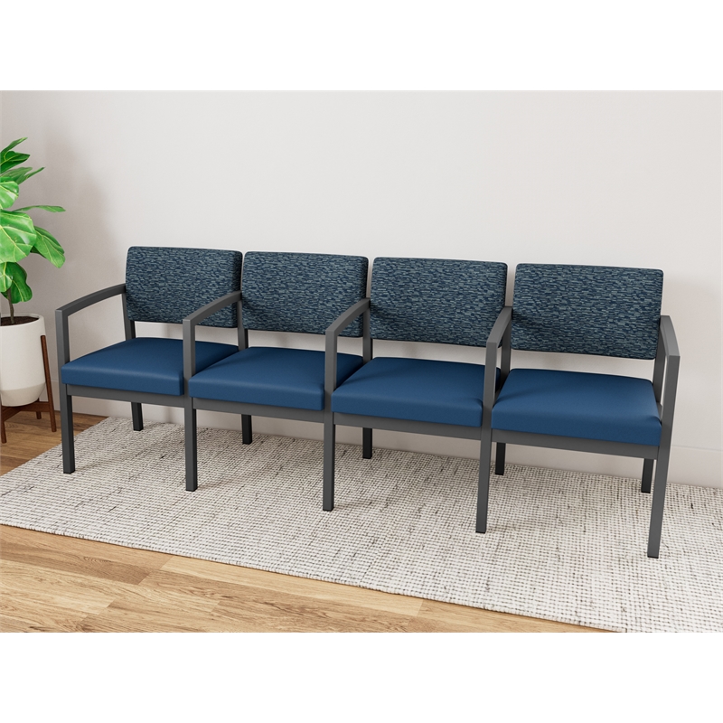 Lesro Industries Steel Waiting Reception 4 Seat Tandem Seating in Blue