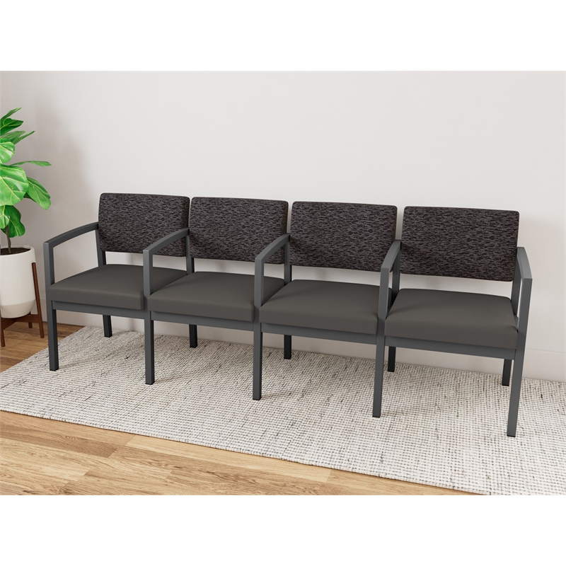 Lesro Industries Steel Waiting Reception 4 Seat Tandem Seating in Gray