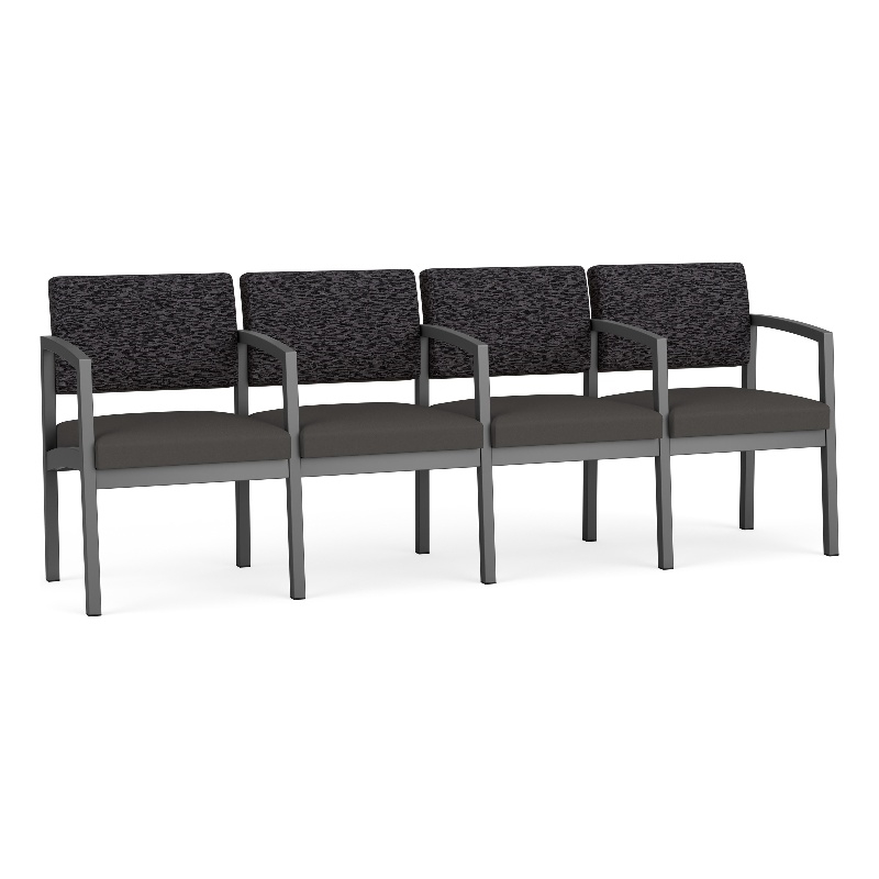 Lesro Industries Steel Waiting Reception 4 Seat Tandem Seating in Gray