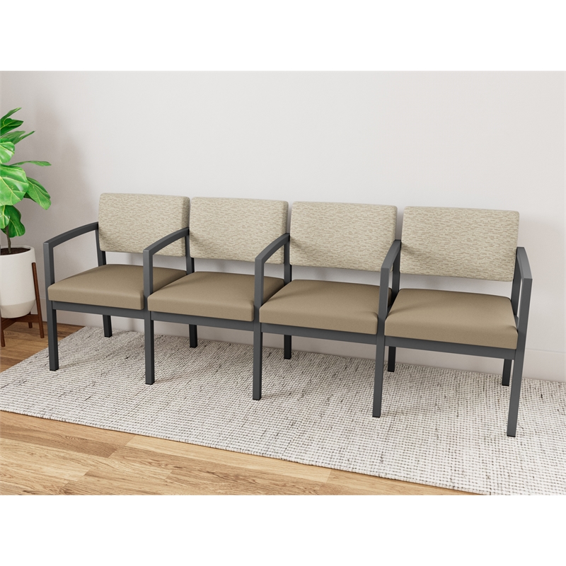 Lesro Industries Steel Waiting Reception 4 Seat Tandem Seating in Brown