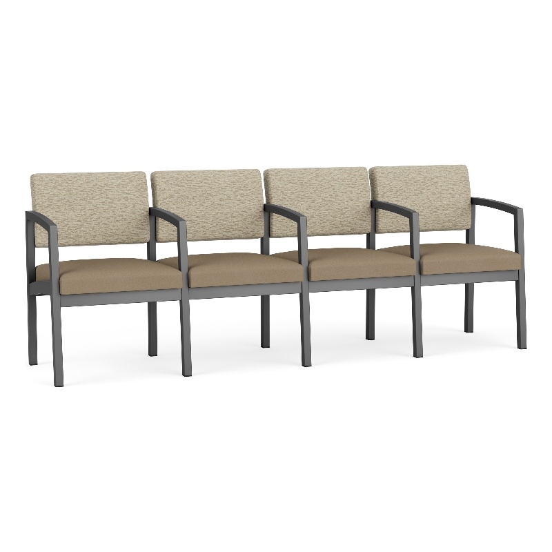 Lesro Industries Steel Waiting Reception 4 Seat Tandem Seating in Brown