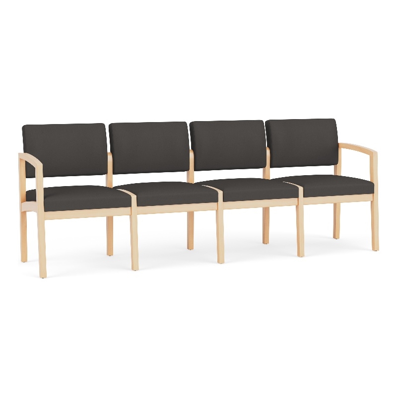 Lesro Industries Wood Waiting Reception 4 Seat Sofa Wood Frame in Gray