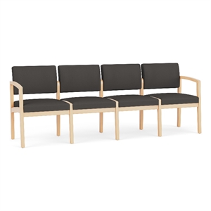 Lesro Industries Wood Waiting Reception 4 Seat Sofa Wood Frame in Gray