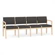 Lesro Industries Wood Waiting Reception 4 Seat Sofa Wood Frame in Gray