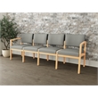 Lesro Industries Wood Waiting Reception 4 Seat Sofa Wood Frame in Gray