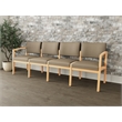 Lesro Industries Wood Waiting Reception 4 Seat Sofa Wood Frame in Brown
