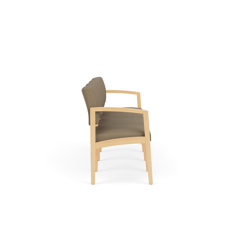 Lesro Industries Wood Waiting Reception 4 Seat Sofa Wood Frame in Brown