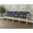 Lesro Industries Wood Waiting Reception 4 Seat Sofa Wood Frame in Blue