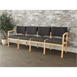 Lesro Industries Wood Waiting Reception 4 Seat Sofa Wood Frame in Gray