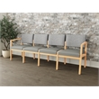 Lesro Industries Wood Waiting Reception 4 Seat Sofa Wood Frame in Gray