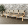 Lesro Industries Wood Waiting Reception 4 Seat Sofa Wood Frame in Brown