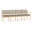 Lesro Industries Wood Waiting Reception 4 Seat Sofa Wood Frame in Brown