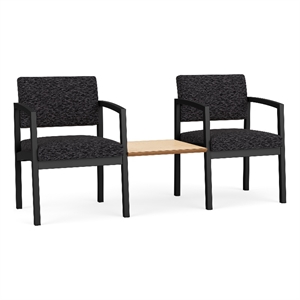Lesro Industries Steel Reception 2 Chairs With Center Table in Black
