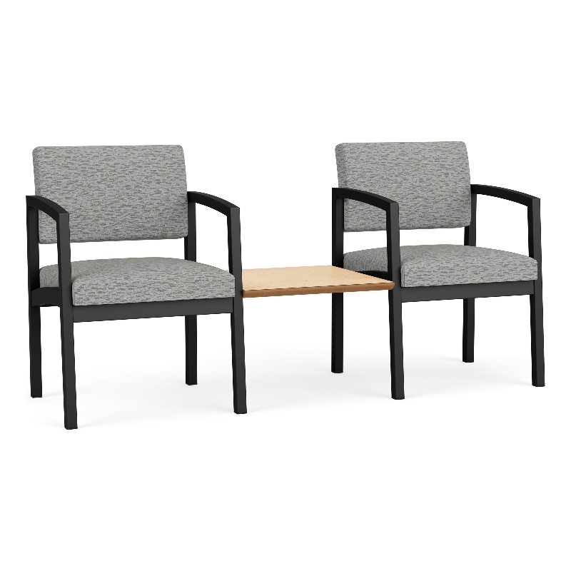 Lesro Industries Steel Reception 2 Chairs With Center Table in Gray
