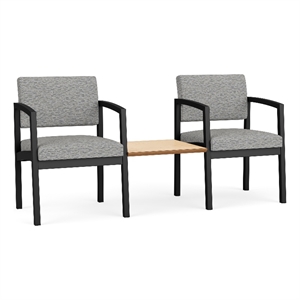 Lesro Industries Steel Reception 2 Chairs With Center Table in Gray