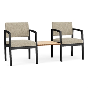 Lesro Industries Steel Reception 2 Chairs With Center Table in Brown