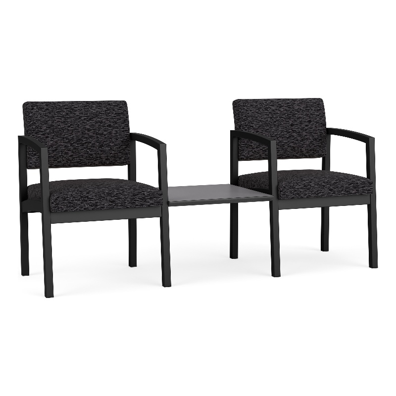 Lesro Industries Steel Reception 2 Chairs With Center Table in Black