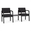 Lesro Industries Steel Reception 2 Chairs With Center Table in Black