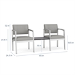 Lesro Industries Steel Reception 2 Chairs With Center Table in Gray