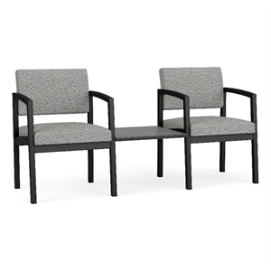 Lesro Industries Steel Reception 2 Chairs With Center Table in Gray