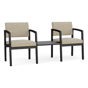 Lesro Industries Steel Reception 2 Chairs With Center Table in Brown