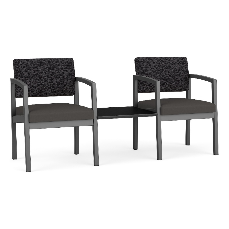 Lesro Industries Steel Reception 2 Chairs With Center Table in Gray