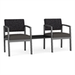 Lesro Industries Steel Reception 2 Chairs With Center Table in Gray