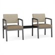 Lesro Industries Steel Reception 2 Chairs With Center Table in Brown