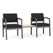 Lesro Industries Steel Reception 2 Chairs With Center Table in Black
