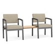 Lesro Industries Steel Reception 2 Chairs With Center Table in Brown