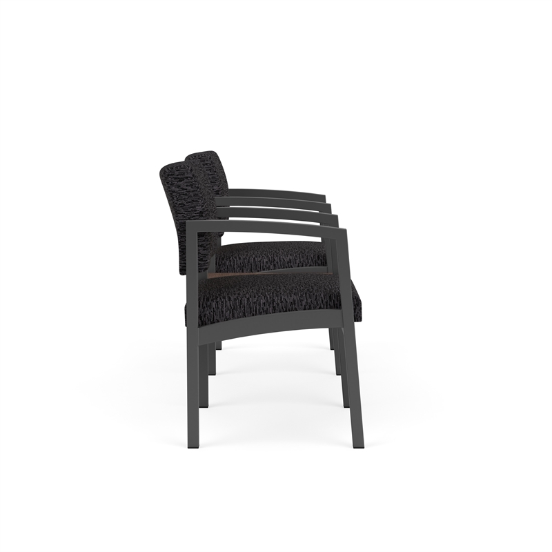 Lesro Industries Steel Reception 2 Chairs With Center Table in Black