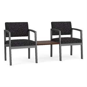Lesro Industries Steel Reception 2 Chairs With Center Table in Black