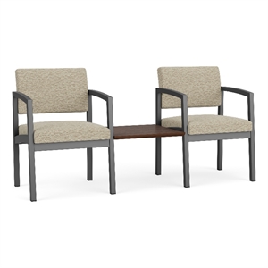 Lesro Industries Steel Reception 2 Chairs With Center Table in Brown