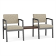 Lesro Industries Steel Reception 2 Chairs With Center Table in Brown