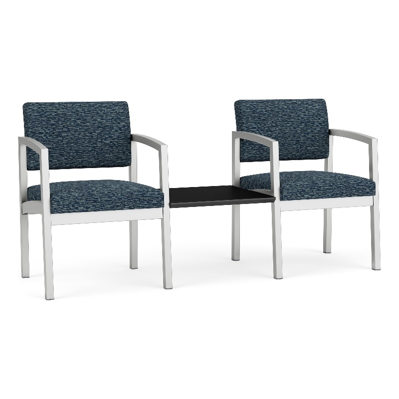 Lesro Industries Steel Reception 2 Chairs With Center Table in Blue
