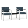 Lesro Industries Steel Reception 2 Chairs With Center Table in Blue