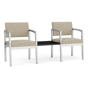 Lesro Industries Steel Reception 2 Chairs With Center Table in Brown