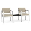 Lesro Industries Steel Reception 2 Chairs With Center Table in Brown