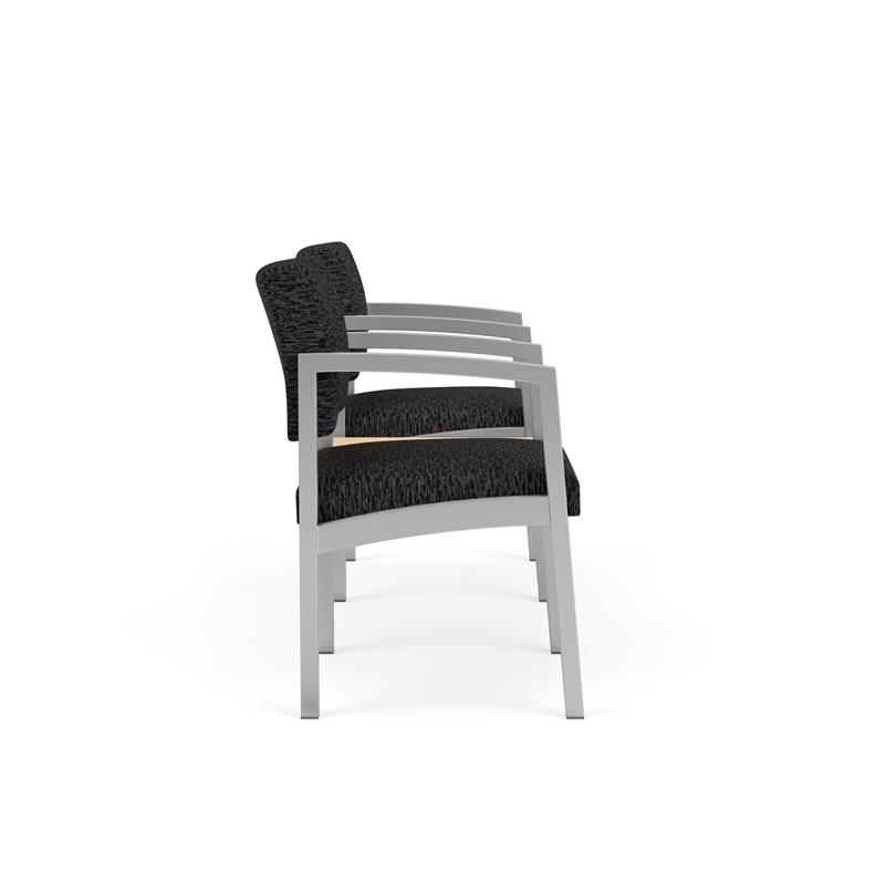 Lesro Industries Steel Reception 2 Chairs With Center Table in Black