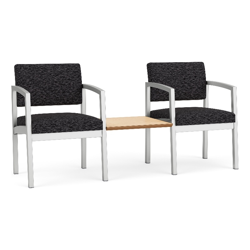 Lesro Industries Steel Reception 2 Chairs With Center Table in Black